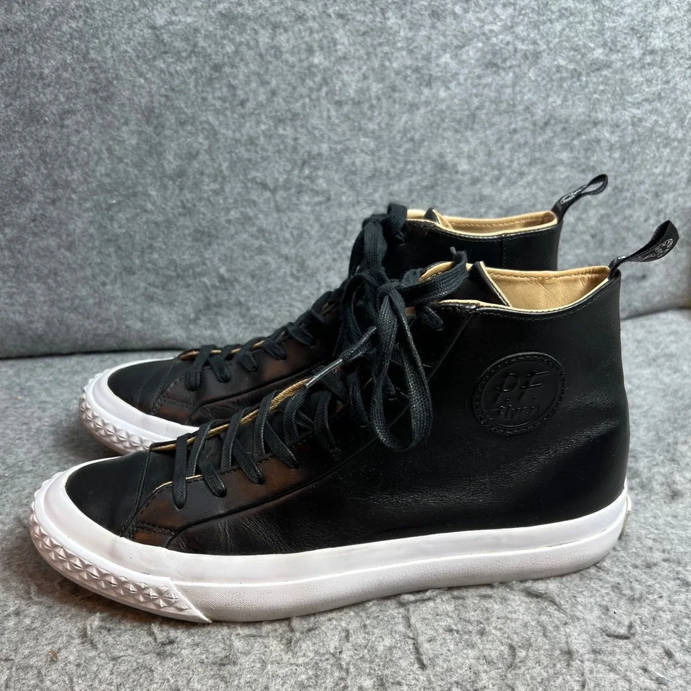 PF Flyers x Todd Snyder Grounder Black Leather High Top Sneakers Mens Size 10.5
